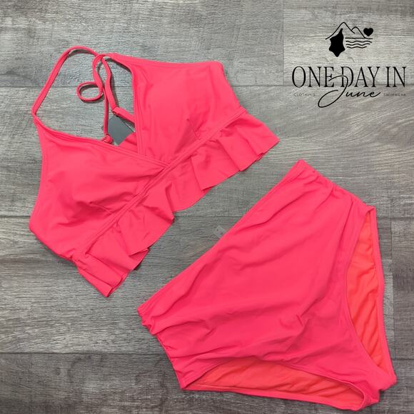 Tempt Me High Waist Ruffle Bikini Swimsuit Size M - Picture 3 of 7